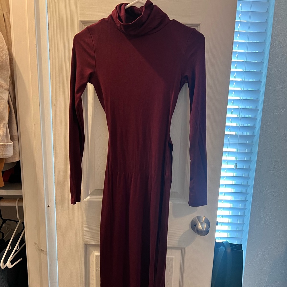 Fashion Nova Maroon Long Sleeve Dress